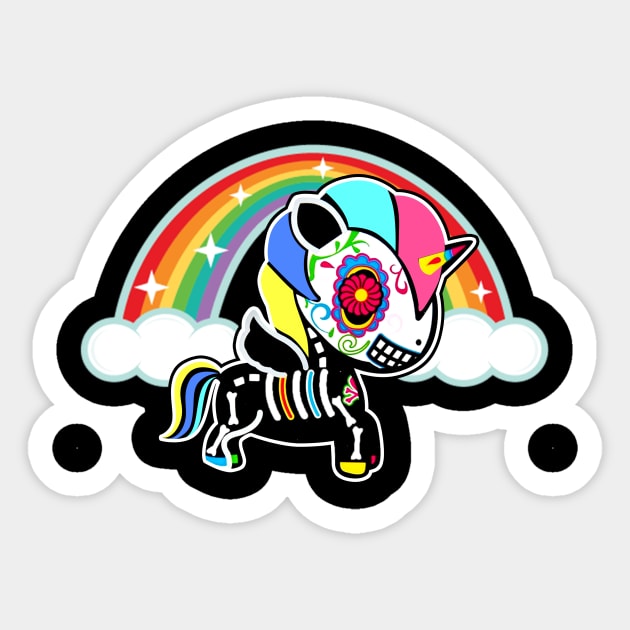 Cute Skull Unicorn Day Of The Dead Halloween Skeleton Skulls Sticker by jenneketrotsenburg